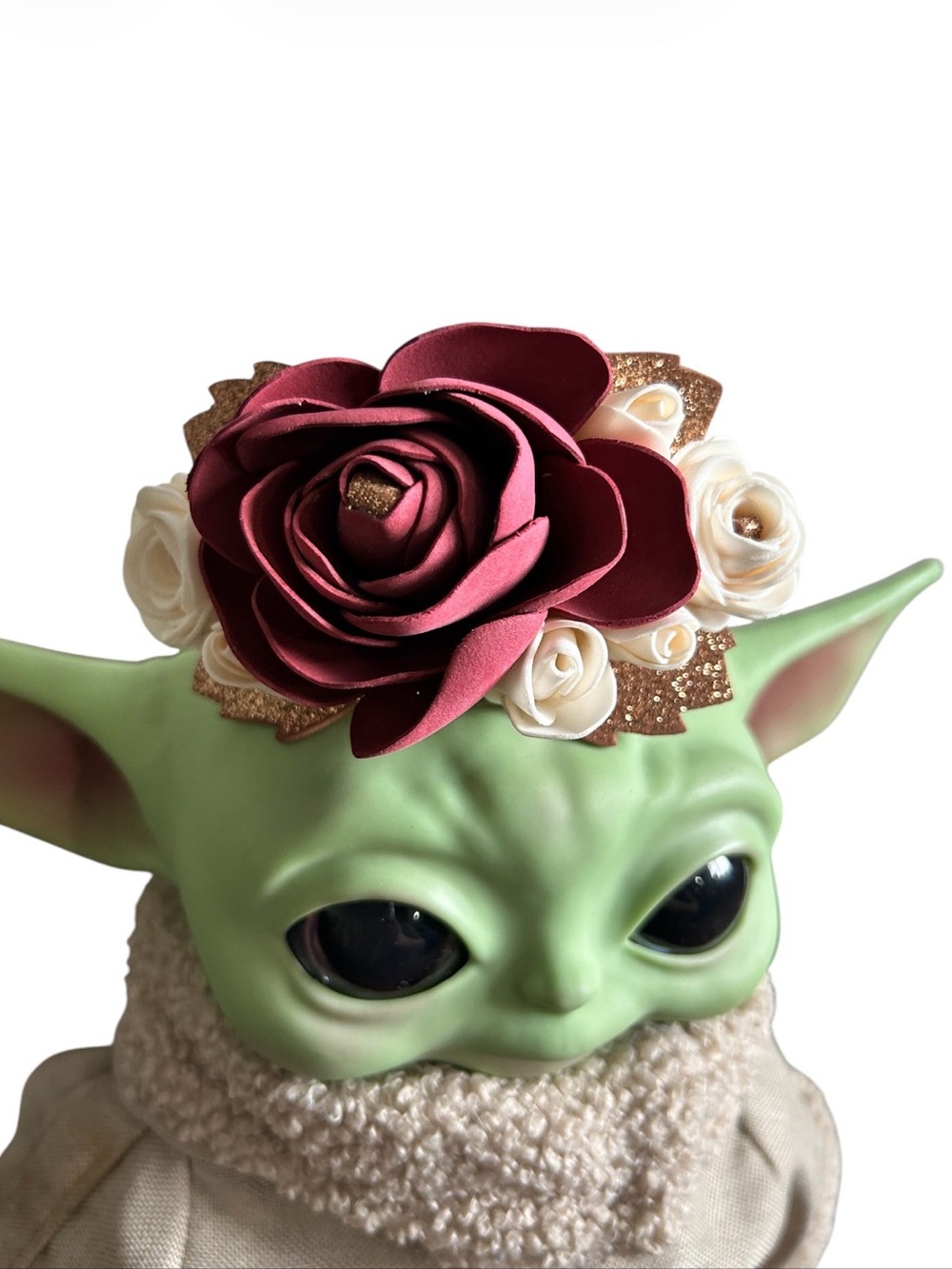 Floral Handmade Headband for Kids - Burgundy Rose & Cream Blossoms